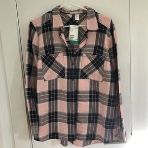 H&M Checkered Pink Plaid Button-down shirt